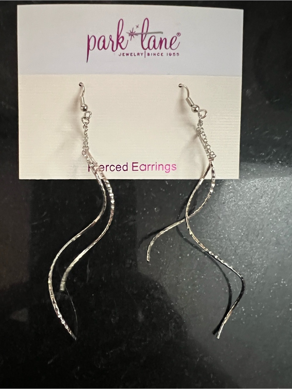 Park Lane Silver Tone Textured Spiral Wave Dangle Drop Earrings NWT